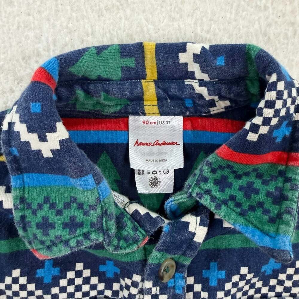 Hanna Andersson Button Down In French Terry Winter Solstice Size 3T - Picture 4 of 6